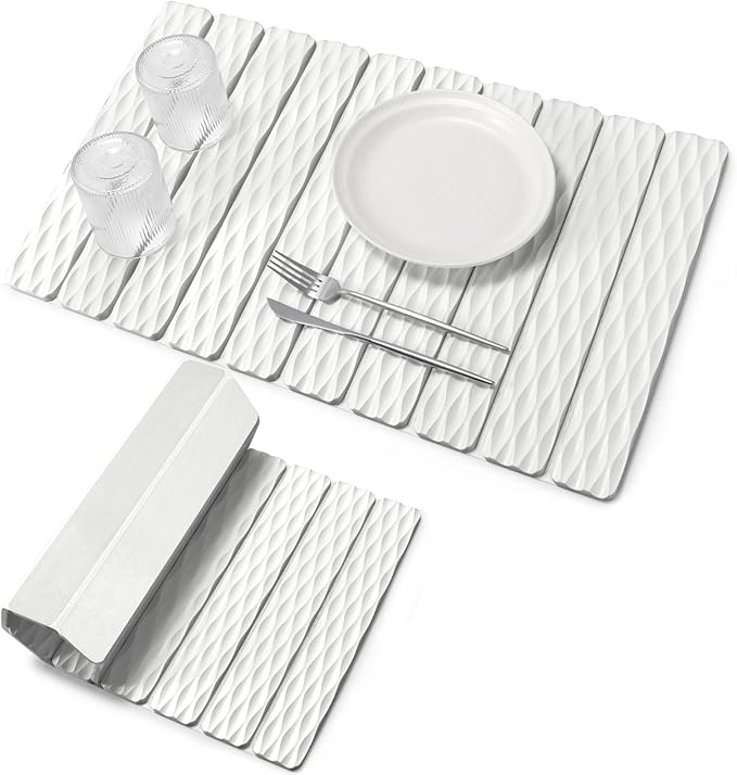 Stone Dish Drying Mats for Kitchen Counter, 24"(L)×16"(W) Wave - Pattern, Fast Drying Collapsible Dish Drying Mat, Eco-Friendly Absorbent Diatomaceous Earth Mats for Match Any Countertop by Lprmnnc