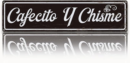 Coffee Metal Signs, Cafecito y Chisme Sign, Funny Coffee Home Decor, Farmhouse Wall Decor for Home Vintage Bar or Dorm, Coffees Station Decors, Decorative Metal Wall Signs 15.8x4 Inches by Unknown