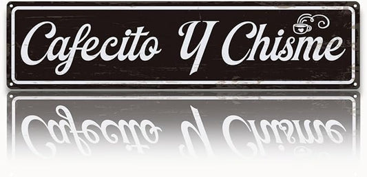 Coffee Metal Signs, Cafecito y Chisme Sign, Funny Coffee Home Decor, Farmhouse Wall Decor for Home Vintage Bar or Dorm, Coffees Station Decors, Decorative Metal Wall Signs 15.8x4 Inches by Unknown