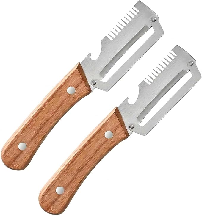2PCS Multifunctional Vegetable Peeler, Premium Vegetable Peeler with Wooden Handle, 3-in-1 Peelers For Kitchen with Bottle Opener, Stainless Steel Blade Kitchen Tool for Vegetables Fruit by Unknown