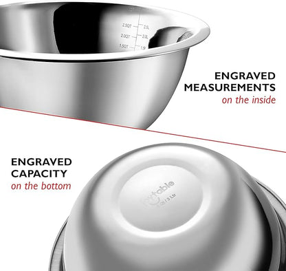 EATEX Stainless Steel Mixing Bowls with Measuring Cups & Spoons Set of 14 - Dishwasher Safe Nesting Mixing Bowl Set for Cooking, Baking & Meal Prep Non-Slip Premium Bowls - Image 5