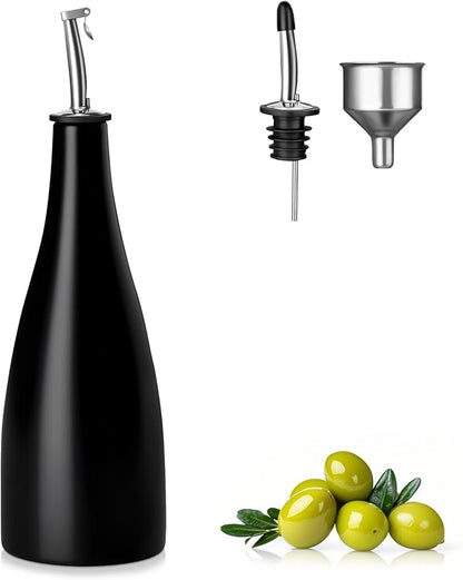 vancasso 16 Oz Ceramic Olive Oil Dispenser Bottle, Bottle Dispenser with Spout and Funnel for Kitchen,Suitable for Oil, Vinegar, Coffee Syrups & Other Liquids，BK by vancasso