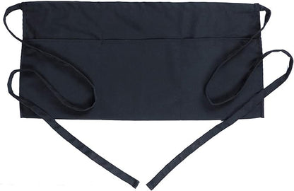 BOHARERS Waist Apron with 3 Pockets - Black Waitress Waiter Server Short Aprons by BOHARERS