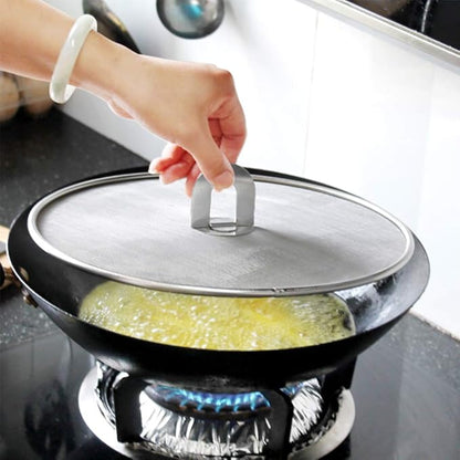 9.84" Stainless Steel Splatter Screen - Folding Handle Design Oil Splatter Guard & Multi-Use Kitchen Tool for Home Cooks & Professional Chefs - Image 3