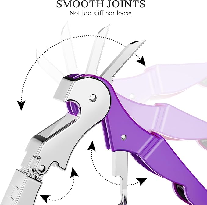 HYZ 2-Pack Wine Opener Waiter Corkscrew, Professional Wine Key for Servers, Bartender with Foil Cutter, Manual Wine Bottle Opener Double Hinged (Dark Purple) - Image 3
