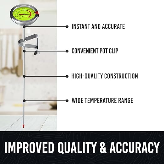 CRAFT911 Candy Thermometer with Pot Clip - Deep Fry Oil Thermometer for Frying and Candle Making (Lemon) - Image 2