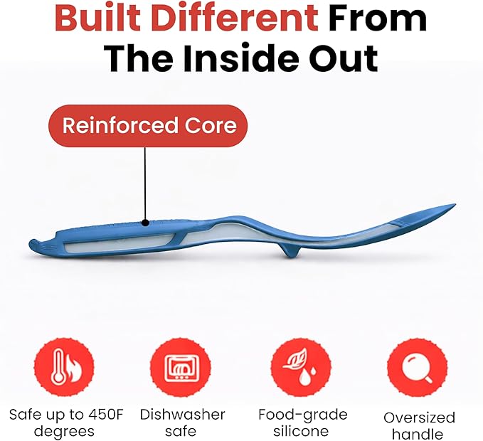 Silicone Spoon Spatula for Cooking - Multifunction Scoop Spatula Spoonula - Heat Resistant Cooking Spoon for Nonstick Cookware - Large Silicone Kitchen Spoon - Seamless Design (Starry Blue,1pc) - Image 2