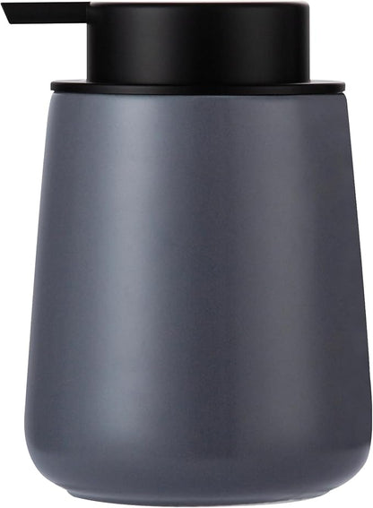 Enra Grey Soap Dispenser,12 oz Ceramic Hand Lotion Dispenser, Refillable Dish Soap Dispenser,Modern Liquid Soap Dispenser for Bathroom,Kitchen with Easy-to-Press Pump (Liquid-Gray)