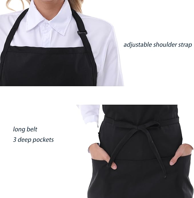 Aprons for Women with 3 Pockets, Server Apron, Aprons for Cooking, Chef Apron, Comfortable Material Adjustable