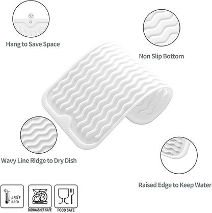 MicoYang Silicone Dish Drying Mat for Multiple Usage,Easy clean,Eco-friendly,Heat-resistant Silicone Mat for Kitchen Counter or Sink,Refrigerator or Drawer Liner White S 12 inches x 6 inches - Image 3