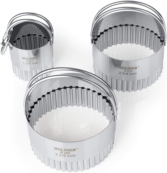 HULISEN Biscuit Cutter Set (3 Pieces/Set), Round Cookies Cutter with Handle, Professional Baking Dough Tools (Wave) - Image 5