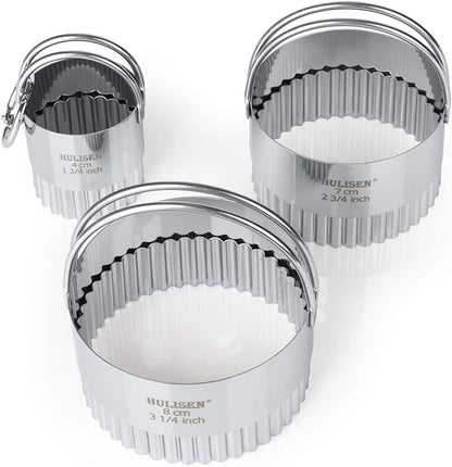 HULISEN Biscuit Cutter Set (3 Pieces/Set), Round Cookies Cutter with Handle, Professional Baking Dough Tools (Wave) - Image 5