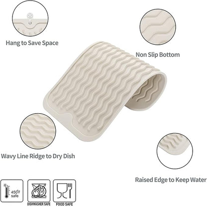 MicoYang Silicone Dish Drying Mat for Multiple Usage,Easy clean,Eco-friendly,Heat-resistant Silicone Mat for Kitchen Counter or Sink,Refrigerator or Drawer Liner Tapioca S 12 inches x 6 inches - Image 3