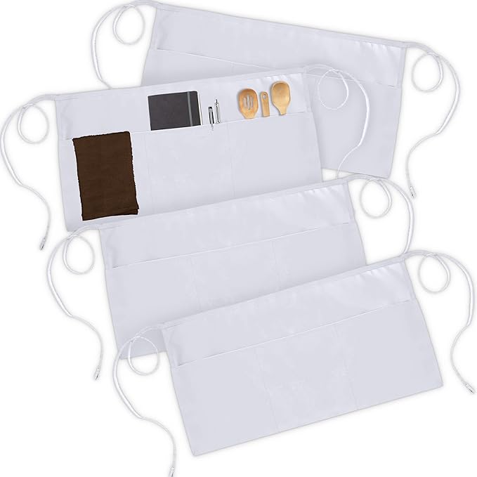 Utopia Wear 4 Pack Server Aprons with 3 Pockets, Waiter and Waitress Waist Aprons for Women with Pockets, Men Short Aprons - Image 5