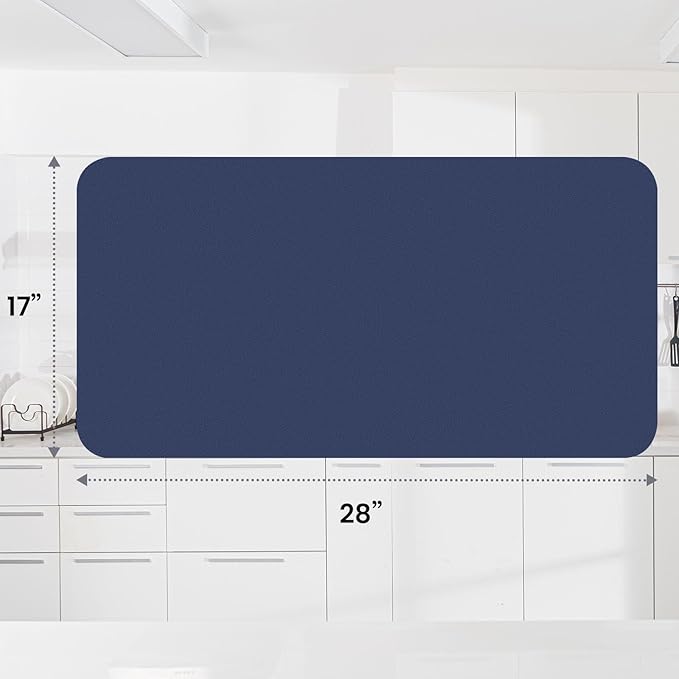 WISELIFE Dish Drying Mat Super Absorbent Drying Mat Large Dish Drying Mats for Kitchen Counter Easy Clean Dish Mat Kitchen Drying Mat18"x 28" Classic Blue - Image 3
