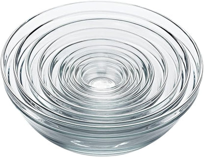 Duralex Le Gigogne Glass Mixing Bowl Set – 10-Piece Clear Stackable Prep Bowls Made of Durable Glass