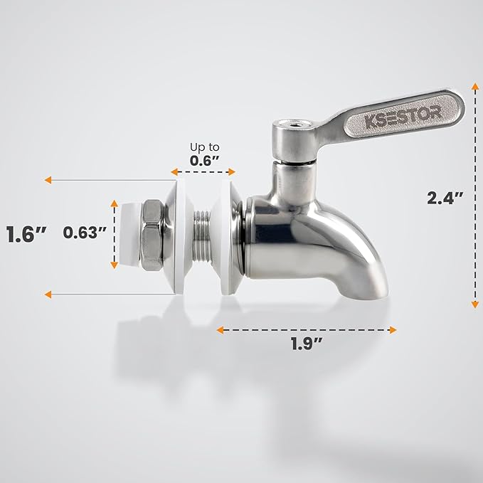 Stainless Steel Spigot for Beverage Dispenser – Leak-Proof Replacement Spigot with 2 Filters – Drink Dispenser Spigot Replacement - Image 2
