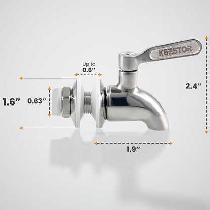Stainless Steel Spigot for Beverage Dispenser – Leak-Proof Replacement Spigot with 2 Filters – Drink Dispenser Spigot Replacement - Image 2