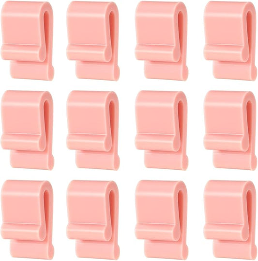12pcs Dutch Oven Lid Protector Clips, Cookware Protectors Dutch Oven Pot Clips Silicone Replacement Pan Flexible Bumpers Lifter Accessories for Display Storage Stacking of Dutch Oven (Pink)