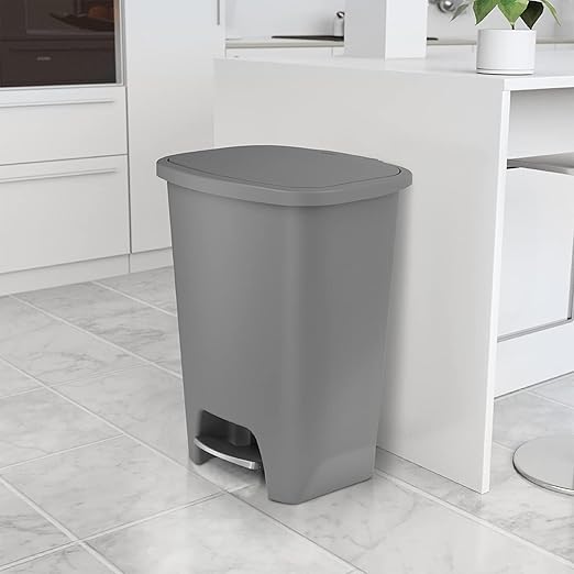 Glad Kitchen Trash Can | Large Plastic Waste Bin with Odor Protection of Lid | Hands Free with Step On Foot Pedal and Garbage Bag Rings, 20 Gallon, Grey - Image 5