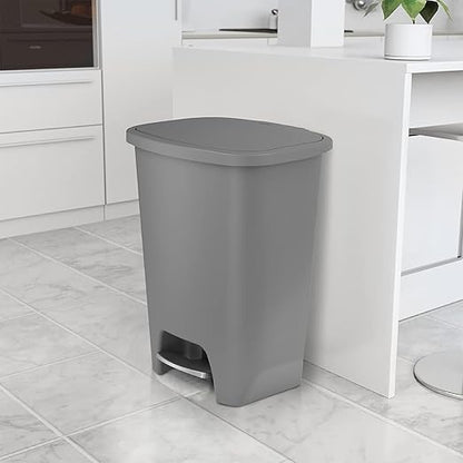 Glad Kitchen Trash Can | Large Plastic Waste Bin with Odor Protection of Lid | Hands Free with Step On Foot Pedal and Garbage Bag Rings, 20 Gallon, Grey - Image 5