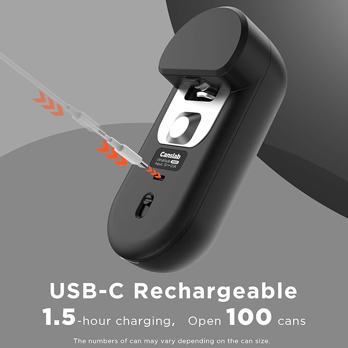 Canslab Turbo Rechargeable Can Opener - Professional Grade Blade, Auto-Stop, LED Battery Life Display, Wall-mountable, Side Cut Electric Can Opener for Smooth Edge, Hands-free Operation,USB-C Charging - Image 3