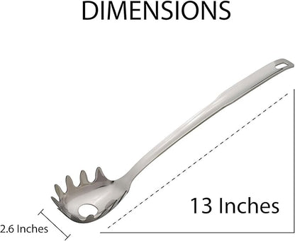 HIC Kitchen Spaghetti Ladle and Pasta Server with Long Handle, 18/8 Stainless Steel, 13-Inch