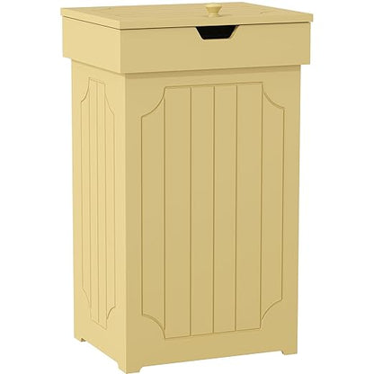Function Home Trash Can Cabinet, 13 Gallon Kitchen Garbage Can, Wood Recycling Trash Bin, Freestanding Dog Proof Trash Can, Farmhouse Trash Cabinet with Lid for Home Kitchen Bathroom, Yellow by FunctionHome