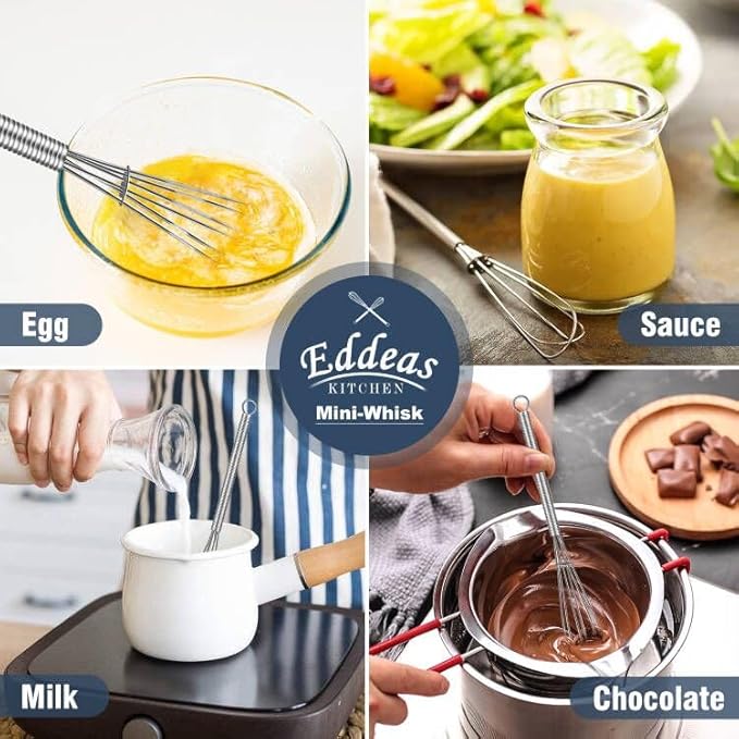 Eddeas Mini whisk, Small Whisk 2 Pieces, 5in and 7in 304 Stainless steel Wire Whisk for Whisking, Beating, Mixing Sauces, Blending Ingredients - Image 3