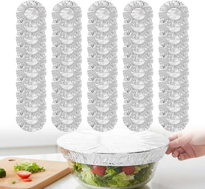 Reusable Aluminum Foil Food Covers: Heat-Insulating, Freshness-Preserving, Flexible Kitchen Lids for Meal Prep, Baking, and Food Storage (50) by Unknown