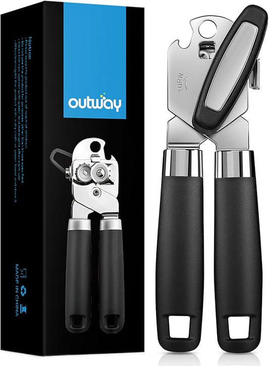 Can Opener,Professional 3-In-1 Multifunctional Manual Can Openers Bottle Opener,Kitchen Durable Stainless Steel Heavy Duty Can Opener Smooth Edge for Kitchen Seniors Friendly by OUTWAY