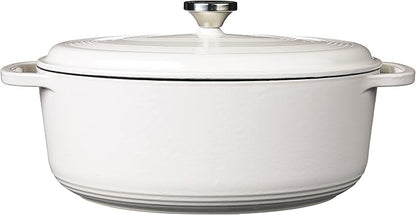 Lodge 7 Quart Enameled Cast Iron Oval Dutch Oven with Lid – Dual Handles – Oven Safe up to 500° F or on Stovetop - Use to Marinate, Cook, Bake, Refrigerate and Serve – Oyster White - Image 2