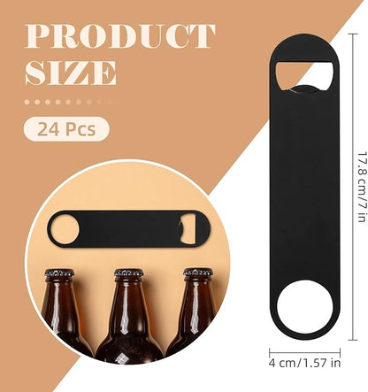 24 Pack Flat Beer Bottle Opener 7 inch Heavy Duty Stainless Steel Flat Bottle Opener Metal Beer Bottle Openers Black Beer Openers for Bartender Kitchen Bar or Restaurant (Black, 7 inch) - Image 2