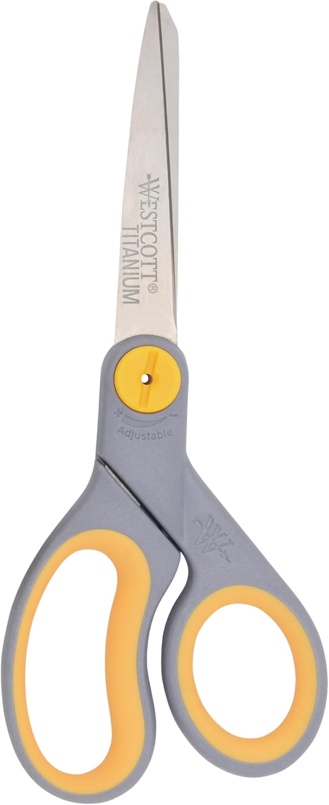 Westcott 8-Inch Titanium-Bonded Scissors with Adjustable Glide Feature for Office and Home - Gray/Yellow by Westcott