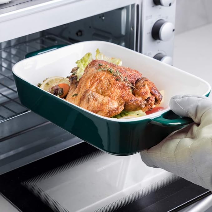 Sweejar Ceramic Bakeware Set, Rectangular Baking Dish for Cooking, Kitchen, Cake Dinner, Banquet and Daily Use, Casserole Dishes for Oven Porcelain Baking Pans (Jade) - Image 3