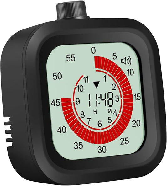 Digital Visual Timer for Kids 12hours Countdown countup Kitchen Timer Student Timer Gym Timer (Black)