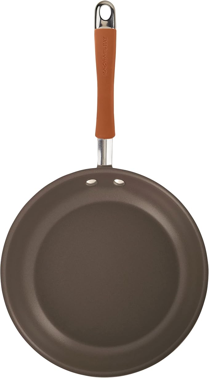 Rachael Ray Cucina Dishwasher Safe Hard Anodized Nonstick Cookware Pots and Pans Set, 12 Piece, Gray with Orange Handles - Image 11