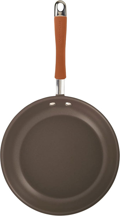Rachael Ray Cucina Dishwasher Safe Hard Anodized Nonstick Cookware Pots and Pans Set, 12 Piece, Gray with Orange Handles - Image 11
