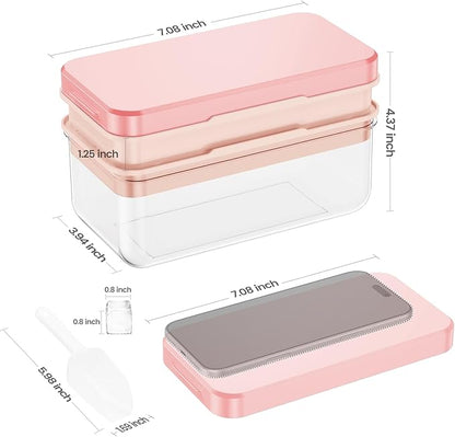 PHINOX Ice Cube Tray with Lid and Bin, Ice Trays for Freezer, Flexible Ice Cube Trays, Making 56 pcs Ice Cubes, Chilling Cocktail, Whiskey, Coffee, with 2 trays, Ice Container, Scoop&Cover, BPA Free - Image 3
