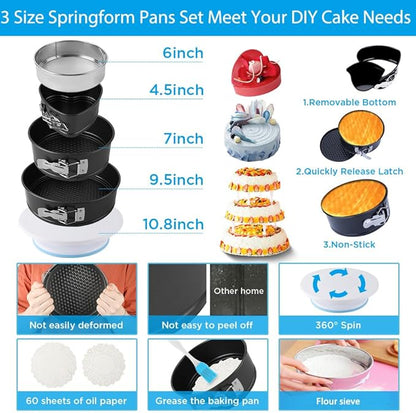 Cake Decorating Kit Cake Decorating Supplies, 515 PCS Baking Supplies Set with 3 Springform Pan Sets, 66 Icing Piping Nozzles, Cake Rotating Turntable, Piping Bags, Birthday Gifts for Mom Wife - Image 2