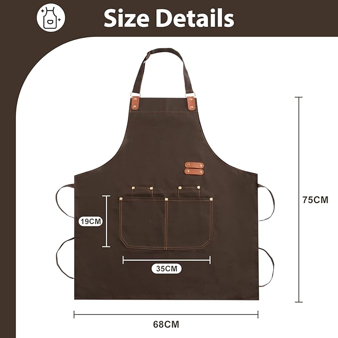 Apron for Men Women, Chef Apron with Adjustable Neck Strap, Heavy Duty Apron with Pockets, for Cooking, Gardening - Image 2