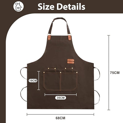 Apron for Men Women, Chef Apron with Adjustable Neck Strap, Heavy Duty Apron with Pockets, for Cooking, Gardening - Image 2