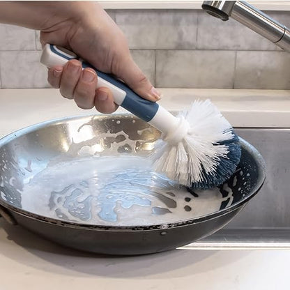 Unger Sink and Dish Scrub Brush, Kitchen Washing Scrubber for Hard-to-Reach Corners, Small Cleaning Supplies, Non-Scratch Bristles, Glassware, Pots, Pans, Tumblers, Drains, and Disposals - Image 7