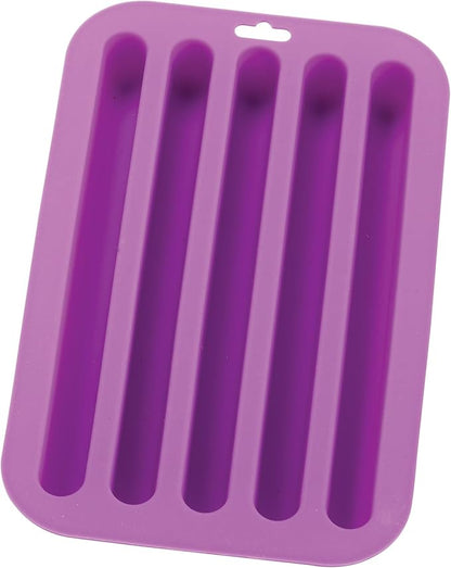 HIC Kitchen Silicone Water Bottle Ice Tray, Non-Stick, Makes 5 Long Ice Sticks