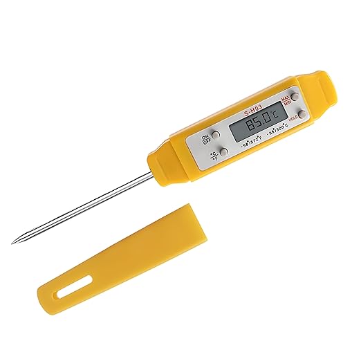 Meat Thermometer - Digital Food Thermometer for Cooking Kitchen - Automatic Calibration Pen Style Electronic Pocket Thermometer for Water Temperature, Barbecue (Yellow) by Ausenzup