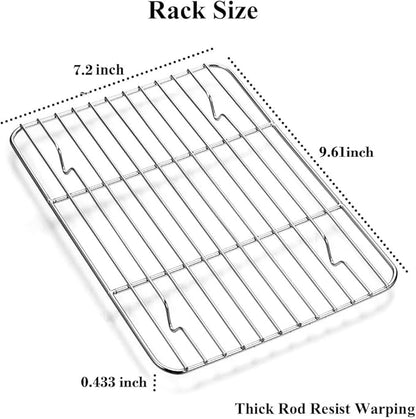 Wildone Baking Sheet with Rack Set [2 Sheets + 2 Racks], Stainless Steel Cookie Pan baking Tray with Cooling Rack, Size 10 x 8 x 1 Inch, Non Toxic & Heavy Duty & Easy Clean - Image 5