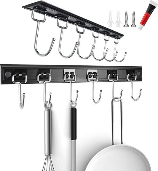 Cociat 2pcs Utensil Racks with 6 Hooks 11 Inch Mug Holder Under Cabinet Kitchen Utensil Holders Multifunctional (11 inch) by Cociat