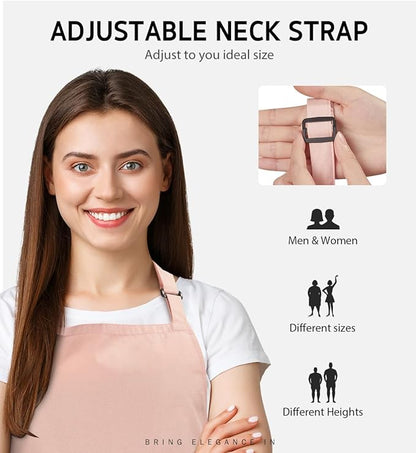 Syntus Apron for Men Women, Adjustable Cooking Kitchen Chef Aprons with 2 Pockets, Cotton/Polycotton/Polyester - Image 4