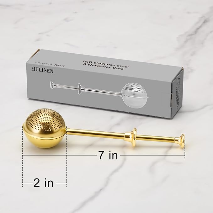 HULISEN Flour Duster for Baking, One-Handed Operation, 304 Stainless Steel Powdered Sugar Shaker Duster, Pick Up and Dust Flour Sifter, Gift Package, Gold - Image 6