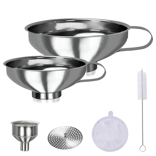 Yevior Canning Funnel for Filling Mason Jars - Wide Mouth Funnels for Kitchen Use Filling Bottles - Kitchen Gadgets Canning Supplies Kit - Stainless Steel - 5 Pack by YEVIOR